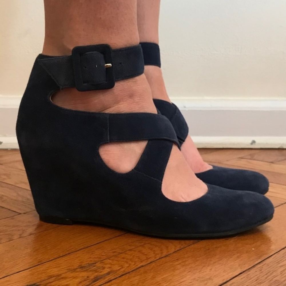 Black Suede Strappy Wedges